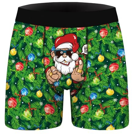 Pamqsen Herren Weihnachten Boxer Shorts Christmas Motiv Boxershorts Lustig Unterw채sche M채nnergeschenke 2024 Weihnachtsmann Kost체m Nikolaus Geschenk f체r M채nner
