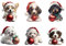 Hunde-Weihnachtsbaumschmuck, 6 x Hundefigur mit Weihnachtsmannmütze, -Acryl-Weihnachtsdekoration für Familie, Kinder, Hundemama für Frauen