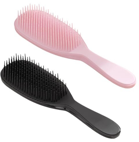 Kzouenzu Wet Detangler Haarbürste Für Feines Und Brüchiges Haar [2 Pcs], Für Nasses Und Trockenes Haar, Entwirrt Alle Haartypen, Eliminates Knots & Reduces Breakage [Schwarz + Rosa]