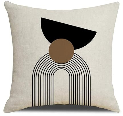 Kissenbezug 80x80 Schwarz Gestreift Braun Kopfkissenbezug 80x80 Baumwolle Leinen Sofakissen mit Reißverschluss Kissen Bett Knitterfreie Kopfkissenbezüge Langlebig Couchkissen 1 Pcs
