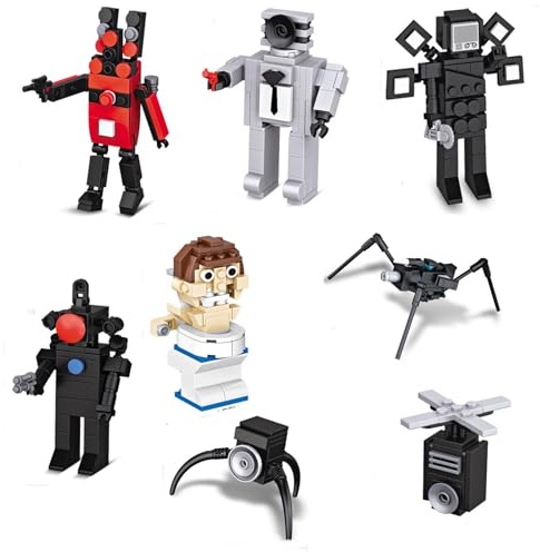 Building Blocks Figures Toy Toilet Titan Cameraman Speakerman Clock TV Man Game Upgraded Action Mutant Model Funny Ideas Collectible Birthday Gift Skibidi Buildable Brick Adults Kids Fans Boys Girls D
