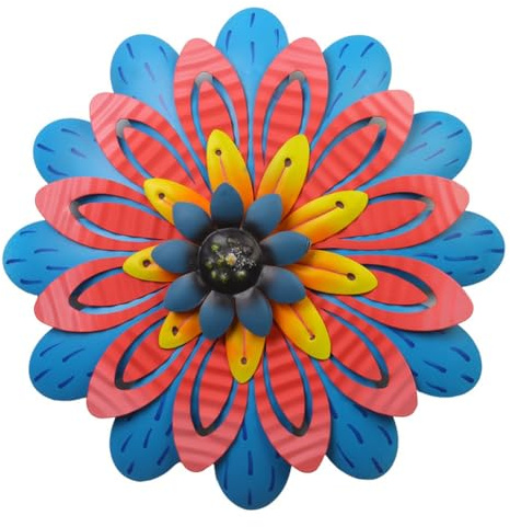 Pqahffowr Red Outdoor Metal Flower Wall Art Garden Decor Cute Flowers Decorations Hanging for Outside Porch Lawn Easy to Use