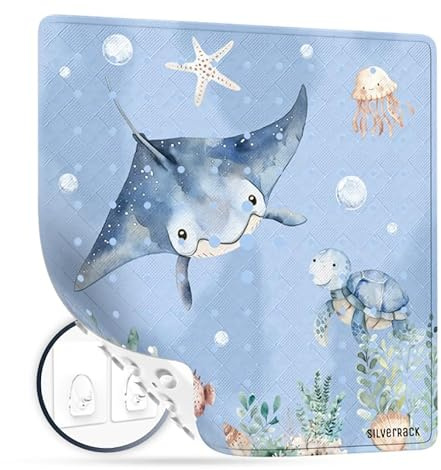 SilverRack Duschmatte rutschfest 53x53 cm Rochen Unterwasserwelt Blau | Antirutschmatte Dusche, BPA frei, Badematte rutschfest, maschinenwaschbar u. schimmelresistent