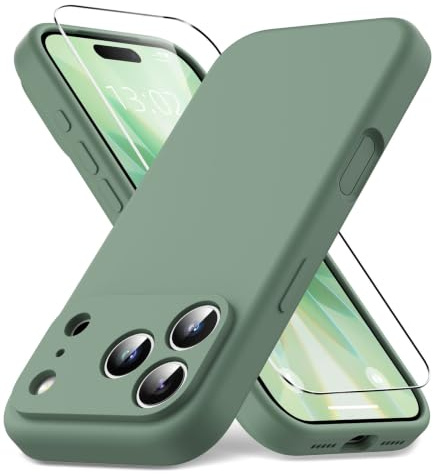 Vansdon Liquid Silikon Hülle für iPhone 17 Pro, Weiches,Kieferngrün | Kratzfestes Mikrofaser-Innenfutter, 1 Panzer Schutz Glas, Stoßfestes Schutzhülle