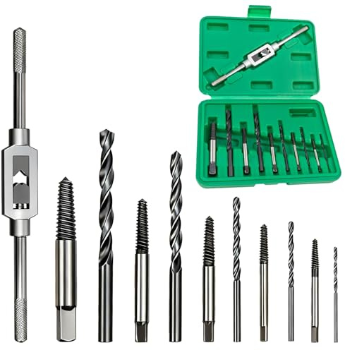 JASFLY 11 PCS Schraubenausdreher Set, 3-18 mm Linksausdreher, Screw Extractor Mit Aufbewahrungsbox Schraubenausdreher für Bohren und Entfernen Beschädigter Schrauben