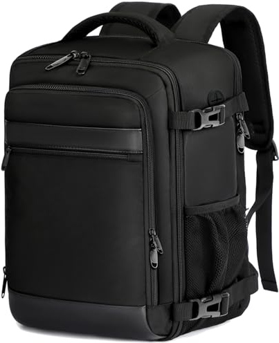 Handgepäck Rucksack 40x30x20 cm Travelite Reiserucksack 24L für Ryanair EasyJet Eurowings Flugreisen 15,6 Zoll Laptop, Schwarz