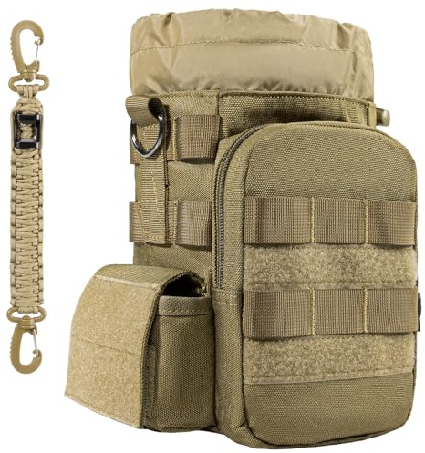 OneTigris Tactical Molle Water Bottle Holder 40-64 oz, Dual Pockets Double Handles Water Bottle Carrier Bag for Hiking Camping Gym Walking