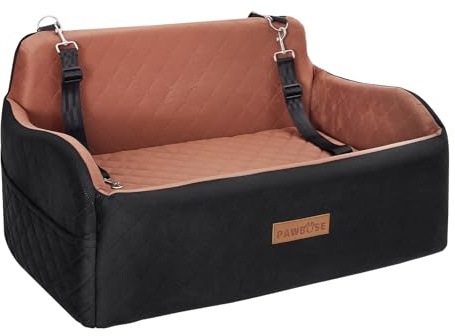 PAWBOSE Asiento de coche para perros medianos/grandes, asiento elevador de menos de 55 libras o 2 perros pequeños, relleno de cama de espuma viscoelástica, extraíble y lavable, cómodo asiento de coche