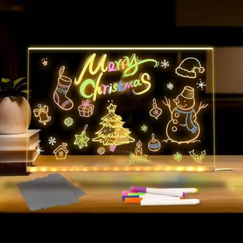 LED-Notiztafel mit Farben, 2026 LED-Notiztafel mit Farben, Doodle Glow B-Oard, leuchtende Acryl-Nachrichtenmarkierungstafeln mit Licht, LED-Boards zum Beschriften, Geschenk für Geburtstage