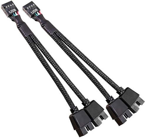 Horktrust - Adaptador distribuidor USB 2.0 de 9 pines para placa base, cable USB 2.0 de 9 pines, USB Splitter 1 a 2, adaptador USB para placa base