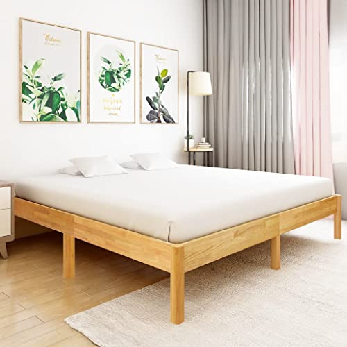 Teenpull Massivholzbett Eiche 180x200 cm, stabiles Bettgestell aus naturbelassenem Eichenholz mit Kiefernholz-Latte, komfortabler Schlafplatz für Schlafzimmer, geeignet für Matratze 180x200 cm