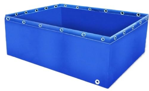Piscina-Acuario de Lona, Multicolor Folding PVC Fish Pond with Drain Valve | Blue,4x2x0.8m