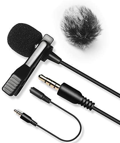 6M Micro Cravate avec Bonnette Anti-Vent ,Nicama LVM3 Lavalier Lapel Microphone pour Appareil Photo Sony Nikon Canon Caméscopes Caméras Vidéo, Apple iPhone Android Smartphone PC