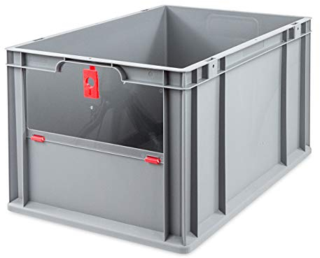 aidB Eurobox NextGen Insight Cover rot, 600x400x320 mm, Cover hoch, robuste Regalbox mit Entnahmeöffnung, stapelbare Kunststoffkiste, ideal für die Industrie, 1St