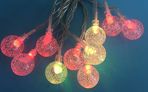 LED-Party-Weihnachts-Lichterkette Bubble ball, 10x LEDs batteriebetrieben, Tisch-Fenster-Kommode-Baum-Dekorations-Leuchte-Lampe (LED-farbwechselnd)
