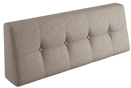 sunnypillow Palettenkissen für Gartenmöbel - Rückenkissen 120x40x20/10cm - Rückenpolster für Bett und Sofa - Palettenpolster für Palettenmöbel - Gesteppte Kissen mit Knöpfen - Rückenlehne Beige