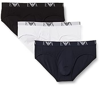 Emporio Armani Underwear Herren CC715111740 Slip, per Pack Mehrfarbig (Bianco/Nero/Marine - White/Black/Marine 56110), Small (Herstellergröße: S)
