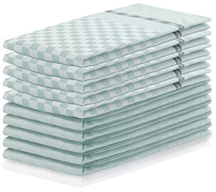 DecoKing 10er Set Küchentücher 50x70 cm mit Aufhänger 100% Baumwolle Minze Grün hochwertige Geschirrtücher Louie