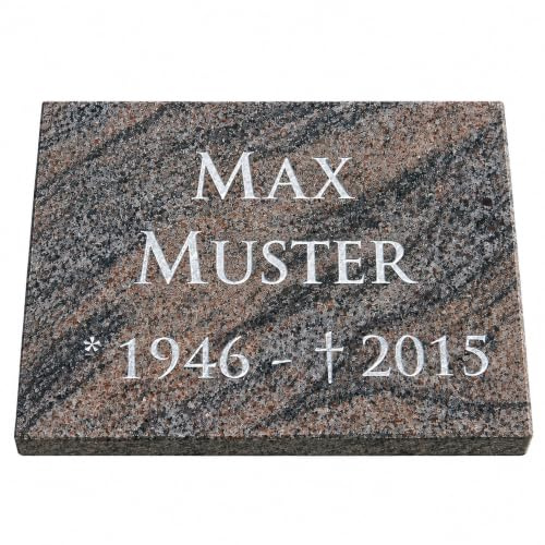 designgrab ParaL001 30x30x10 cm Grabplatte aus Granit Paradiso, inkl. Beschriftung von Vor- und Nachname sowie Geburts- und Sterbedatum