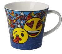Goebel Pop Art Britto Emojis I Love You - Coffee-/Tea Mug Neuheit 2020 66460071 und 4er Set EKM Living Edelstahl Strohhalme