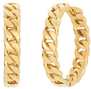 Noelani Damen Creolen vergoldet aus Edelstahl (3 cm), Gold, Kommt in Schmuck Geschenk Box, 2029992