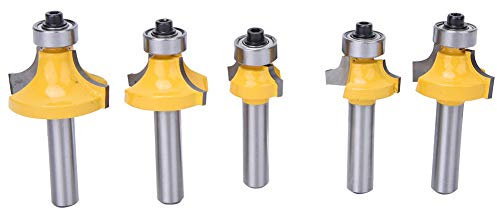 FTVOGUE Juego de brocas de enrutador de puerta de gabinete de 5 uds, vástago de 8mm, brocas de enrutador redondas para carpintería, herramienta de fresado de esquina redonda, milling cutter