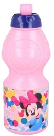 Gourde en plastique pour enfants, 400 ml, avec bouchon sport refermable, motif Minnie Mouse