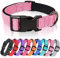 HEELE Collier Chien, Collier Réfléchissant pour Chien, Collier en Néoprène Doux, Rembourré et Respirant en Nylon, Ajustable pour Les Chiots Petits Moyens et Grands Chiens, Rose, L