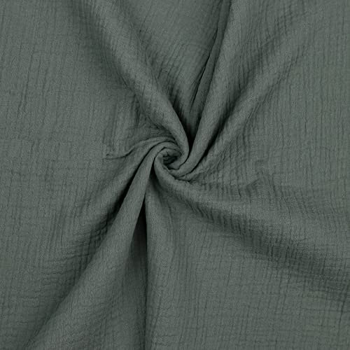 VmG-Store Double Gauze Musselin Stoff Tex zertifiziert Uni Meterware über 40 Farben 100% Baumwolle (002 I Dunkelgrau, 200 x 135cm)