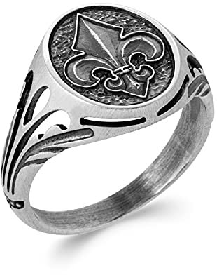 line.bijoux Bague-homme- Fleurs de lys 58 argent massif 925/000 garanti sans nickel