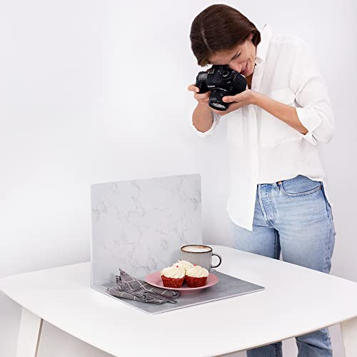 2 Fondos de Fotografía | 30x40 cm | Fondo de Fotografía Realista | Fondo de Fotografía de Alimentos | Superficies de Réplica |Mármol y Cemento | Pequeño