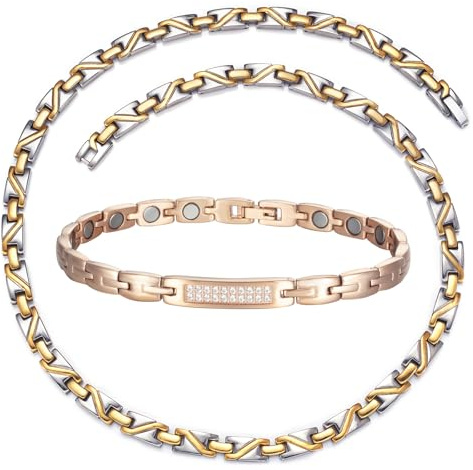 EnerCoppeX 3500 Gauss magnetische Arthritis Schmuck-Set, 316L Edelstahl Magnettherapie Gesundheitsschmuck, lindern effektiv Arthritis Schmerzen, verbessern Durchblutung und Schlaf