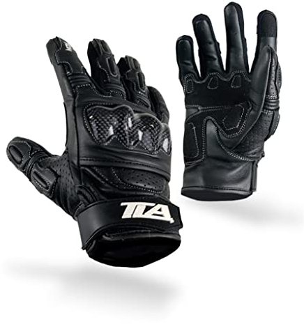 Gants de Moto en Cuir TLA NOX pour Homme et Femme, avec Manchettes Courtes homologuées CE, Tailles 2XS à 5XL, pour écran Tactile, mi-Saison