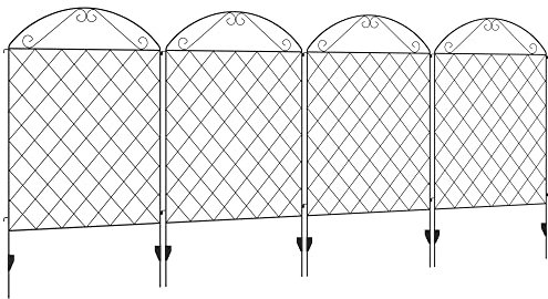 Outsunny Decorative Garden Fencing, 43in x 11.5ft Outdoor Picket Fence Panels, 4PCs Rustproof Metal Wire Landscape Flower Bed Border Edging Animal Barrier, Black