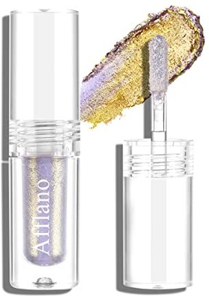 DE'LANCI Glitzer Lidschatten Flüssig Gold,Flüssiger Lidschatten Glitzer Schnelles Trocknen,Langlebige Shimmer Lidschatten Flüssig,Glitzer Lidschatten für Partynächte,Vegetarismus,Talc Free #07