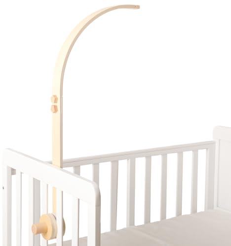 Promise Babe Baby Mobile Halterung Holz für Aufhängung Baby Mobile, Wickeltisch Halterung Holz Kurve Holz Mobile Halterung Neugeborene Junge Mädchen Babybett Deko Wooden Brown Crib Mobile Holder