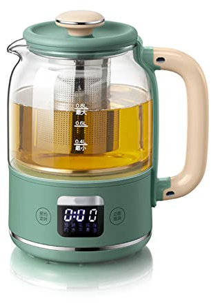 Glass electric kettle Retro Green Health Pot 0.8 Liter Household Electric Kettle Quick Cooking Glass Teapot Health Pot Portable Multi-Temperature Control Kettle 600W Smart Appointment for 9 Hours A,80