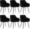 WOLTU 6er Set Esszimmerstühle, Küchenstuhl, Stuhl Esszimmer Wohnzimmer, ergonomischer Sessel, Armlehnstuhl, Polsterstuhl, Sitzfläche aus Samt, Metallbeine, Schwarz, EZS02sz-6
