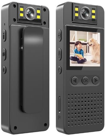 Syfunlv Kleine Kamera WLAN,Mini Body Video Recorder,Tragbare Versteckte Kameras, mit 180° Drehbarem Objektiv,Karte Bewegungserkennung Nachtsicht Audio Video Aufzeichnung 1080P HD Kleine Kamera