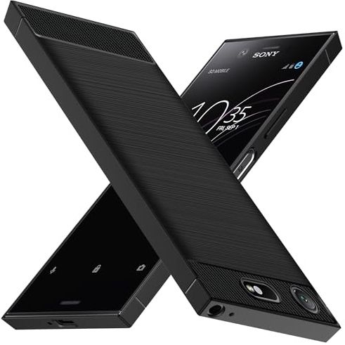 ivoler Silikon Hülle für Sony Xperia XZ1 Compact, [Militärischer Schutz] Stoßfest Handyhülle, Dünne Weiche Flexible TPU Kratzfest Schutzhülle Anti-Fingerabdruck Case Cover, Schwarz