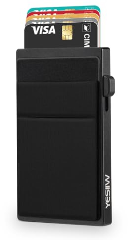 YESIIW Kartenetui Card Holder Slim Wallet mit Münzfach Geldbörse Herren RFID NFC Schutz Gartenhalter Portemonnaie Wallets for Men Pop Up für 5-7 Karten und Banknoten