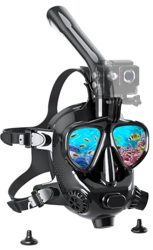 SMACO Schnorchelmaske Vollmaske Tauchmaske Vollgesichtsmaske Tauchermaske Kompatibel mit S400/S400 Pro/S700 Plus/S700 Max Tauchflasche Schnorchel Vollmaske mit Kameraposition für Kinder und Erwachsene