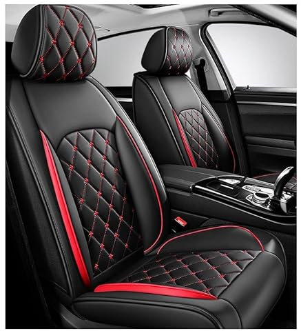 PIOKUHB Full Set Auto Sitzbezüge für op𝙚l Agila Hatchback(2000-2007),Premium Echtleder-Sitzbezüge, Rot Stil, elegant und modisch, wasserdicht und langlebig