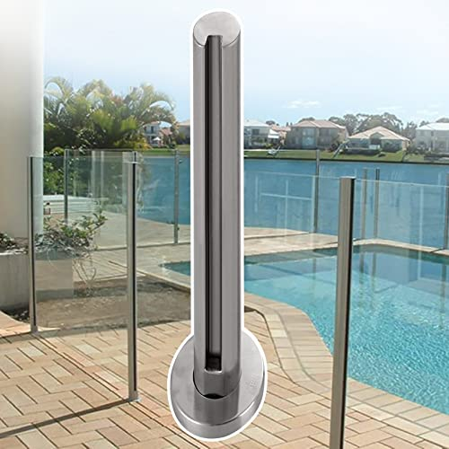 GArcan Balustrade en Verre Poteau de Balustrade en Verre Rond, Système de Garde-Corps en Verre Argenté Coupe-Vent et Résistant à l'humidité, pour Clôture de Piscine/Cloison de Pont/Couloir de Plate