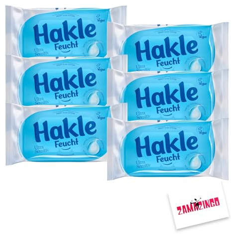 Hakle Feuchtes Toilettenpapier VEGAN Ultra Sensitiv 6 x 42 Blatt | Hygieneverschluss, biologisch abbaubar, Ohne Mikroplastik, Alkohol, Farb- & Duftstoffe + Zama4Zingo Karte (Ultra Sensitiv)