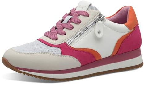 Jana Damen Sneaker Flach mit Reißverschluss Vegan, Scarpe da Ginnastica Donna, Arancione Fucsia, 36 EU