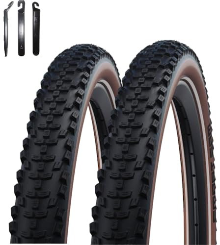 2 x Schwalbe Smart Sam Fahrradreifen ADDIX Performance Line Schwarz/Bronze 54-584 (27.5 x 2.10) inkl. Reifenheber