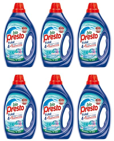 Bio Presto Liquido Igiene & Freschezza Detersivo Lavatrice Liquido, Nuova formula con Smacchiatore, 6 confezioni da 35 lavaggi, totale 210 lavaggi
