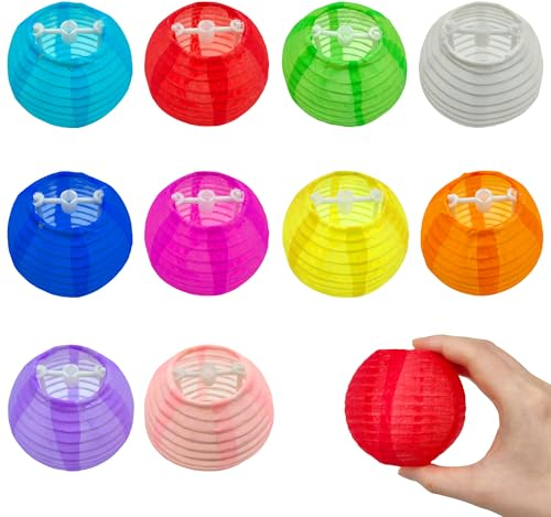 Niuhong 10 Pcs 3in Mini Runde Laterne Lampions Stofflaterne Kleine Laternen Zimmer Dekoration Hängend Laterne Garten Balkon Deko Innen Und Außen Party Geburtstag Hochzeit Taufe (Bunt)