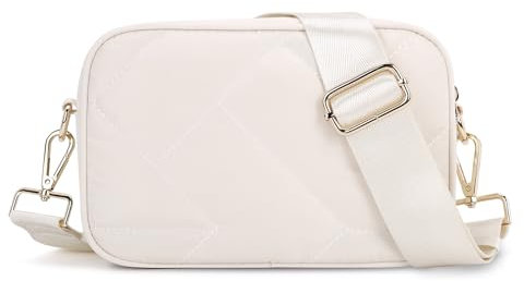 HOMIEE Damen Umhängetasche Crossbody Bag Kleine Handytasche zum Umhängen, Moderne Mode Shoulder Bag mit Verstellbarem langen Riemen, Weiß